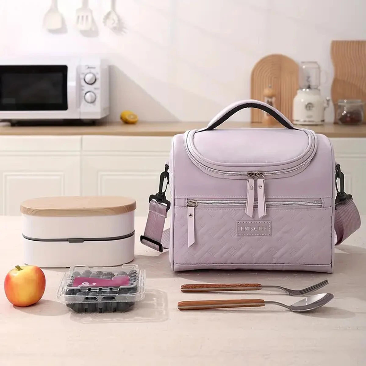 Large Insulated Lunch Bag Cooler Hand washable durable polyester with padded shoulder strap for work, school, picnics