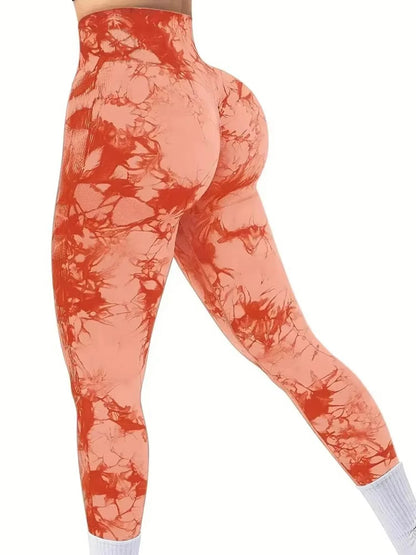 Women Tie Dye Leggings High Waist Lifts Butt Tummy Control