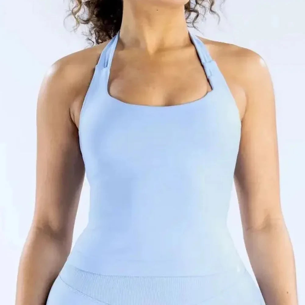 Halter Top Yoga Tank Removable Chest Pad