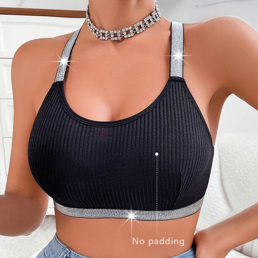 Sexy Ribbed Yoga Tanks Top Backless  Comfortable Push Up Chic Bralette
