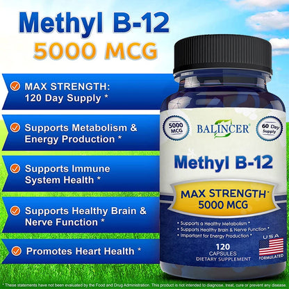 Vitamin B12 - 5000 MCG Supplement