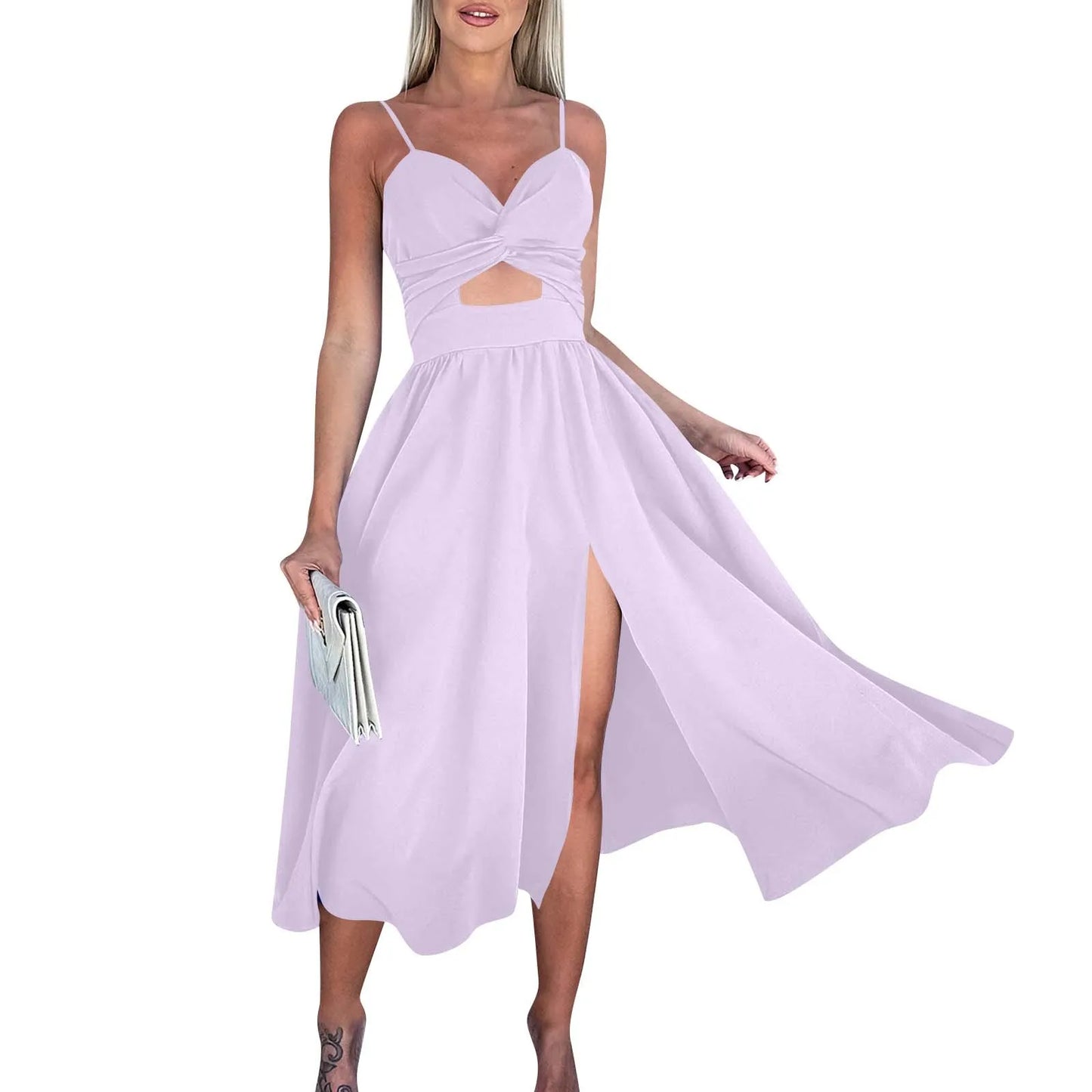sexy party dresses V-Neck Big Swing Slimming Backless Sleeveless