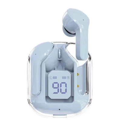 Bluetooth-Compatible Noise Canceling Translucent Earphones with Digital Display Charging Case