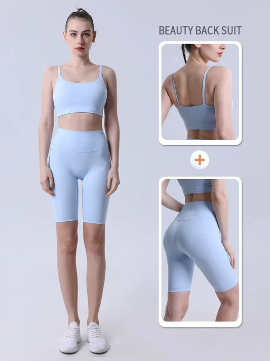 2 Piece Set Push Up Sports Bra and Short Leggings