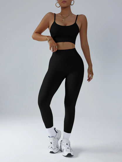 2 Pcs Yoga Set Breathable Sports Bra High Waist Leggings