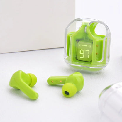 Bluetooth-Compatible Noise Canceling Translucent Earphones with Digital Display Charging Case