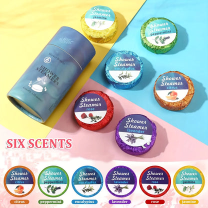 6-Pack Aromatherapy Shower Steamers 6 Scents Bath Bombs Self-Care Essential Oil