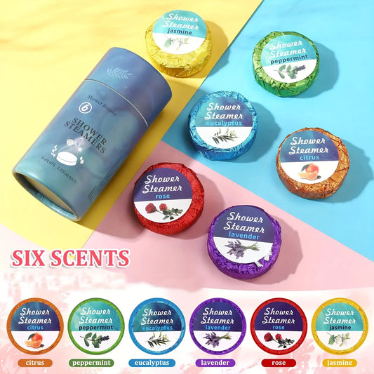 6-Pack Aromatherapy Shower Steamers 6 Scents Bath Bombs Self-Care Essential Oil