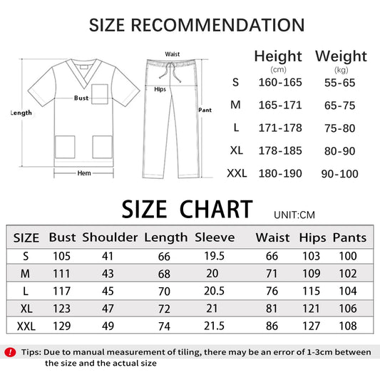 Surgical Uniforms Scrub Set Top Pants