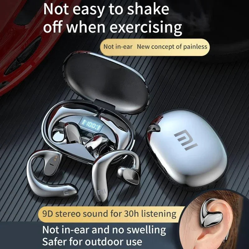 Wireless Earphones Bone Conduction Headset with Mic Sports Hifi Stereo Earbuds Waterproof Noise Reduction Headset