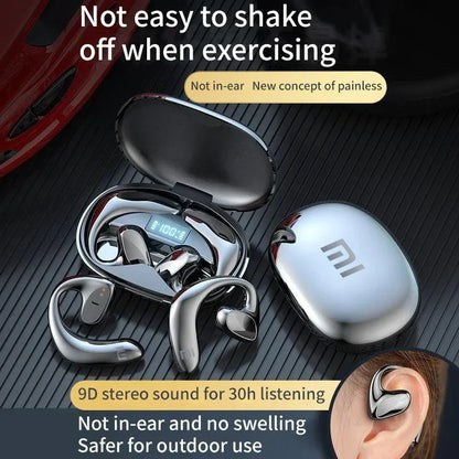 Wireless Earphones Bone Conduction Headset with Mic Sports Hifi Stereo Earbuds Waterproof Noise Reduction Headset
