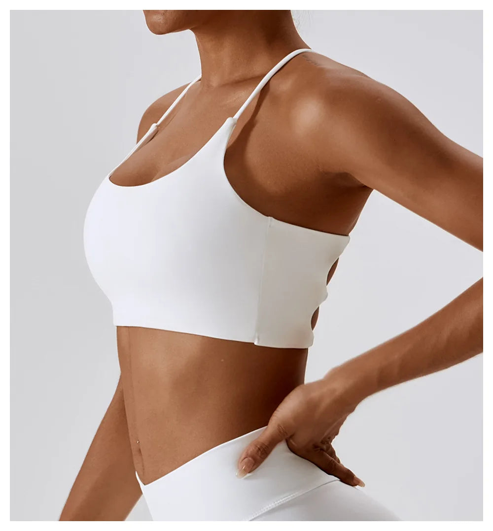 U-Shaped Multi-Strap Cross Back Sports Bra Top