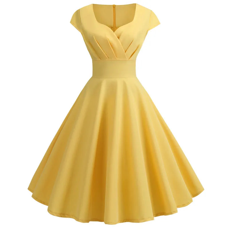 Pink Summer V Neck Vintage Robe Party  Dresses