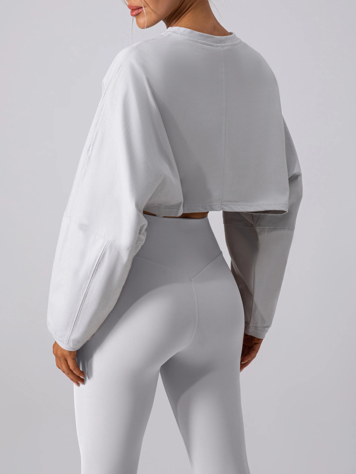 Women Sports Crop Top Long Sleeve T-Shirts Yoga Loose Tops