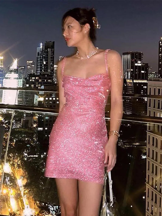 Women's Dresses Glitter Backless Strappy Dress