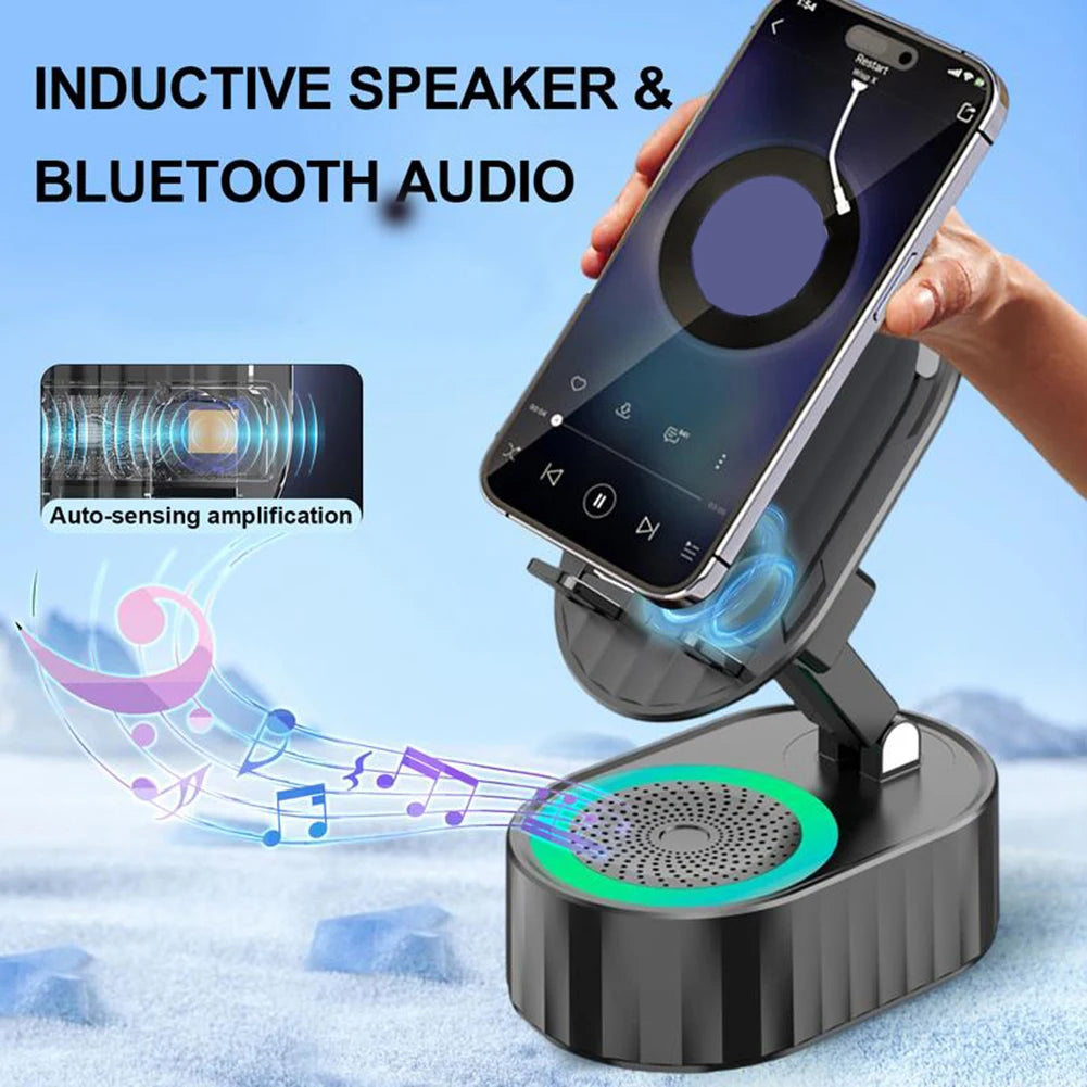 5 in 1 Bluetooth-compatible Audios Power Banks Bracket Rotating  Wireless Induction Audio Speaker Phone Stand