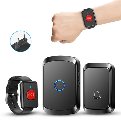 Wireless Elderly Caregiver Pager SOS Call Button Watch Wireless Doorbell