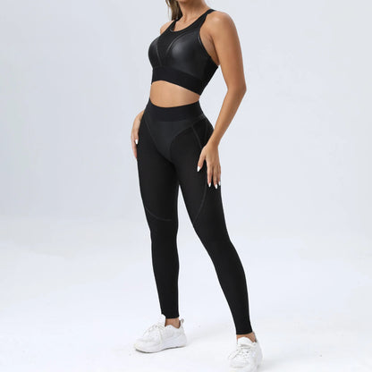 Patchwork Suit for Fitness Elastic Breathable Sport Set