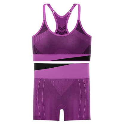 2 Piece Yoga Set Women Running Shorts and Sports  Bra