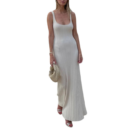 Women Knit Tank Sleeveless U-Neck Party Long Dress