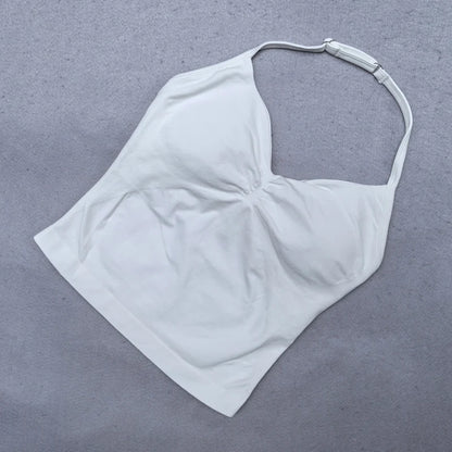 Adjustable Strappy Gym Top Backless Scrunch Bra Removable Cups