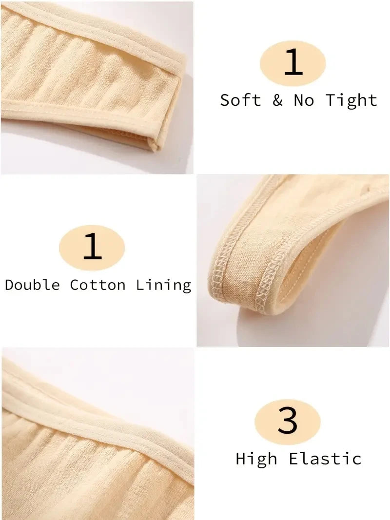 6Pcs/Set Women Cotton Thongs Panties Low Rise G-String