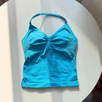 Strappy Yoga Top - Backless  Built-in Bra & Removable Cups for Running