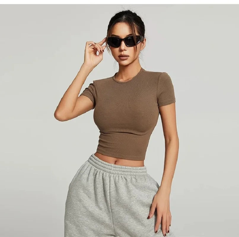 Yoga Top Seamless Sport T Shirts Short Sleeve