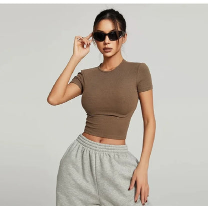 Yoga Top Seamless Sport T Shirts Short Sleeve