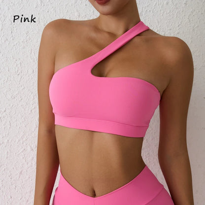 Sexy sports Bra One Shoulder Yoga Bra Detachable