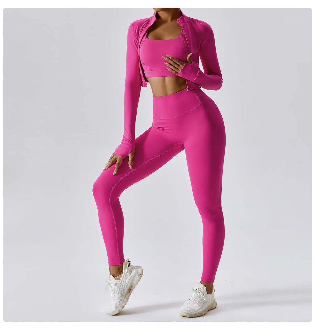 Yoga Set 3PCS  Sports Bra ，Jacket， Leggings
