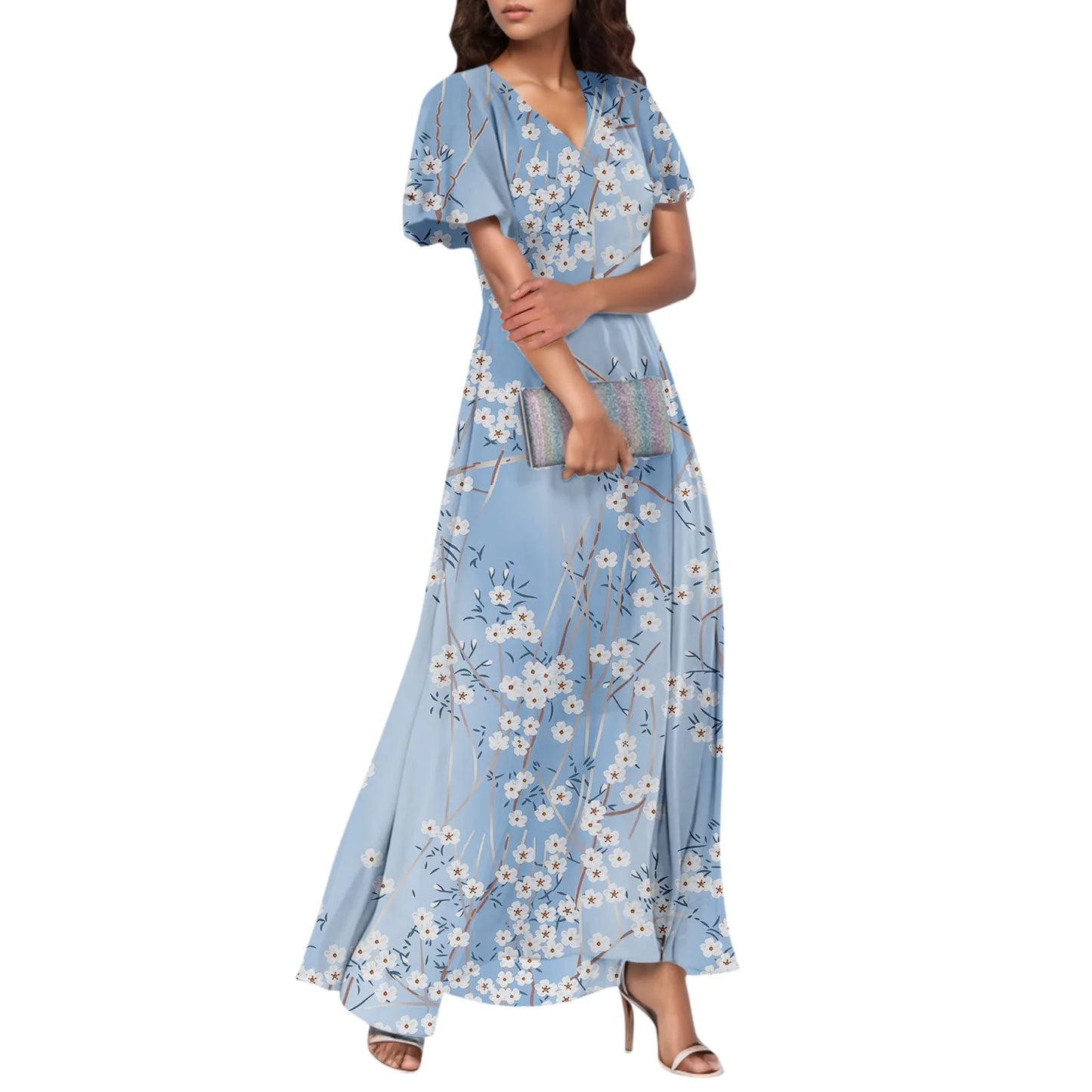 Short Sleeve Maxi Dresses Cute Floral