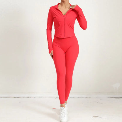 2 Pcs Gym Set  Jacket With Matching Leggings