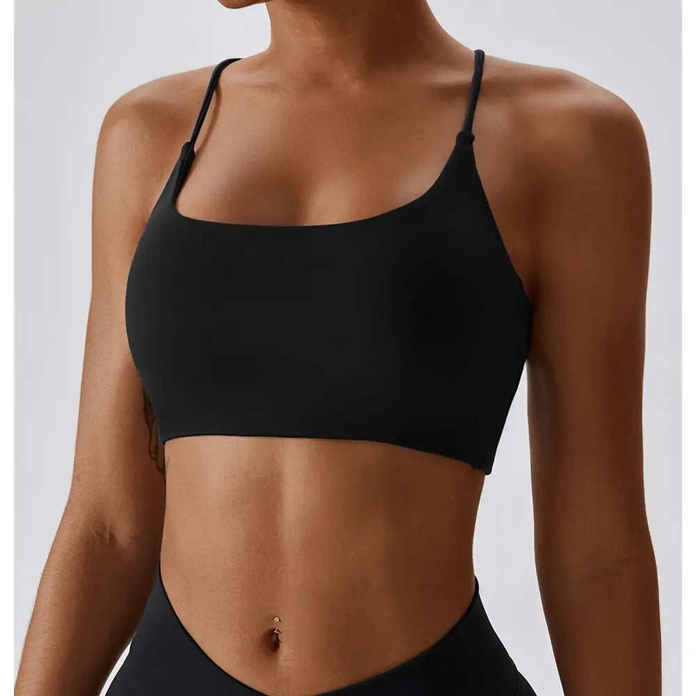 U-Shaped Multi-Strap Cross Back Sports Bra Top