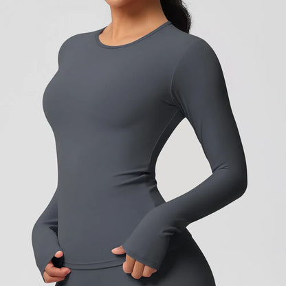Long Sleeve Fitness Dry Fit Breathable High Elastic Sports Crop Tops