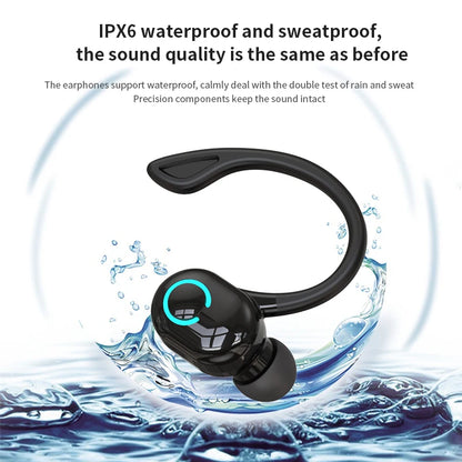 Wireless Bluetooth Earphones HIFI Bass With HD MIC Ear-Hook Earbuds Noise Cancelling Life Waterproof