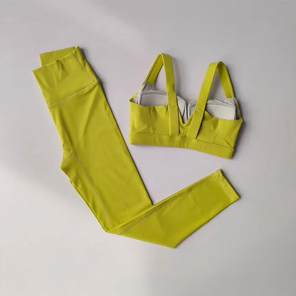 Sports Bra High Waist Leggings Shorts Gym Set