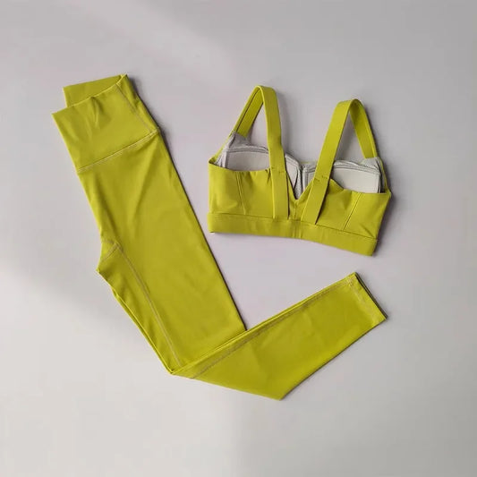 Sports Bra High Waist Leggings Shorts Gym Set