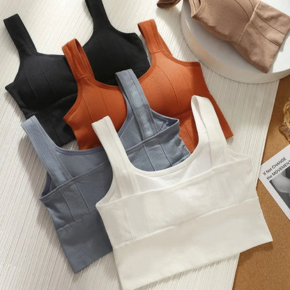 Breathable  Anti-Sweat Fitness Top Seamless Yoga Bra Shockproof Crop Top Push Up Sport Bra