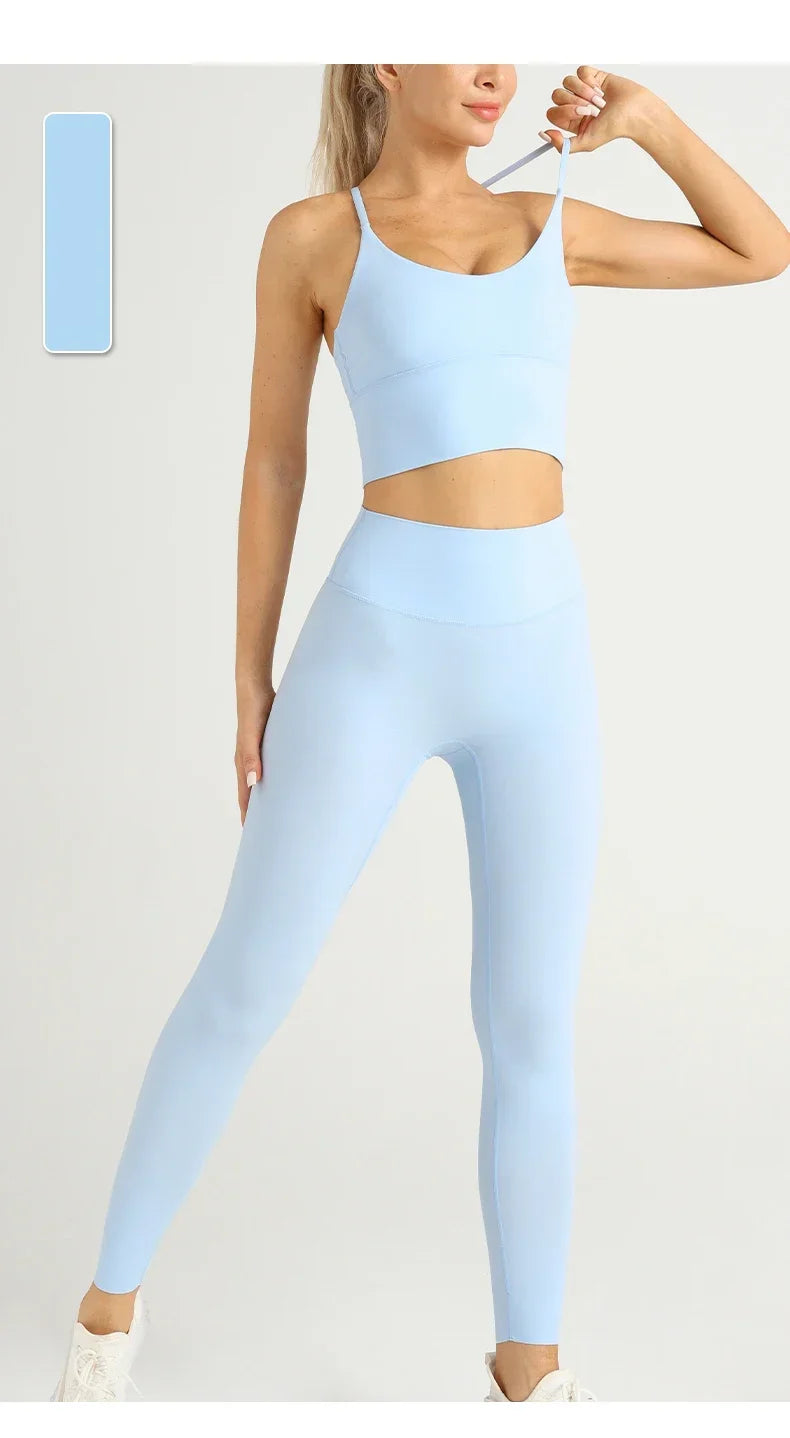 2 Piece Yoga  Set Push Up Sports Bra Leggings