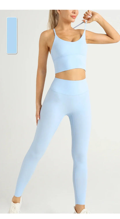 2 Piece Yoga  Set Push Up Sports Bra Leggings