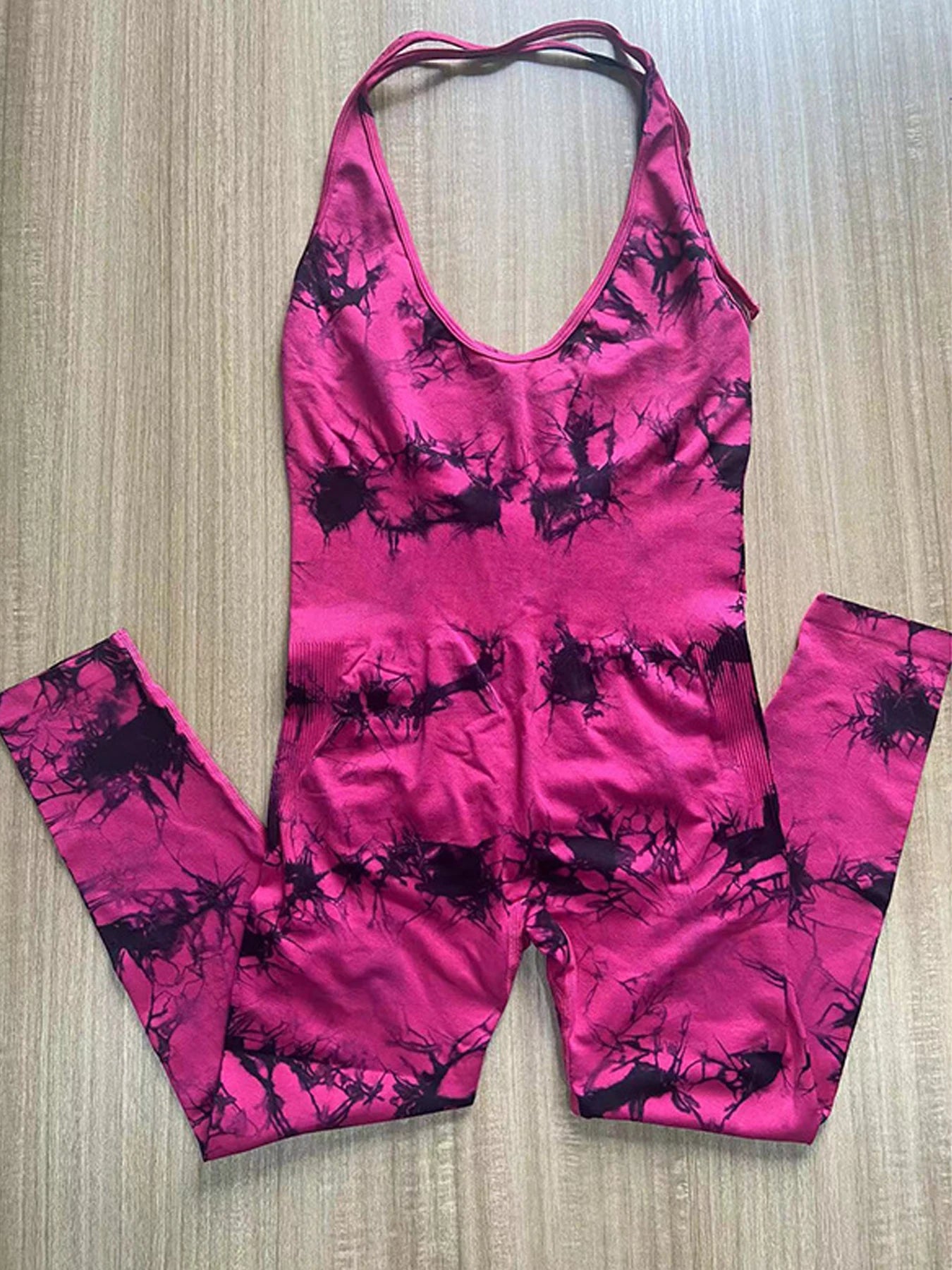 Women's Tie Dye Seamless Workout Jumpsuits