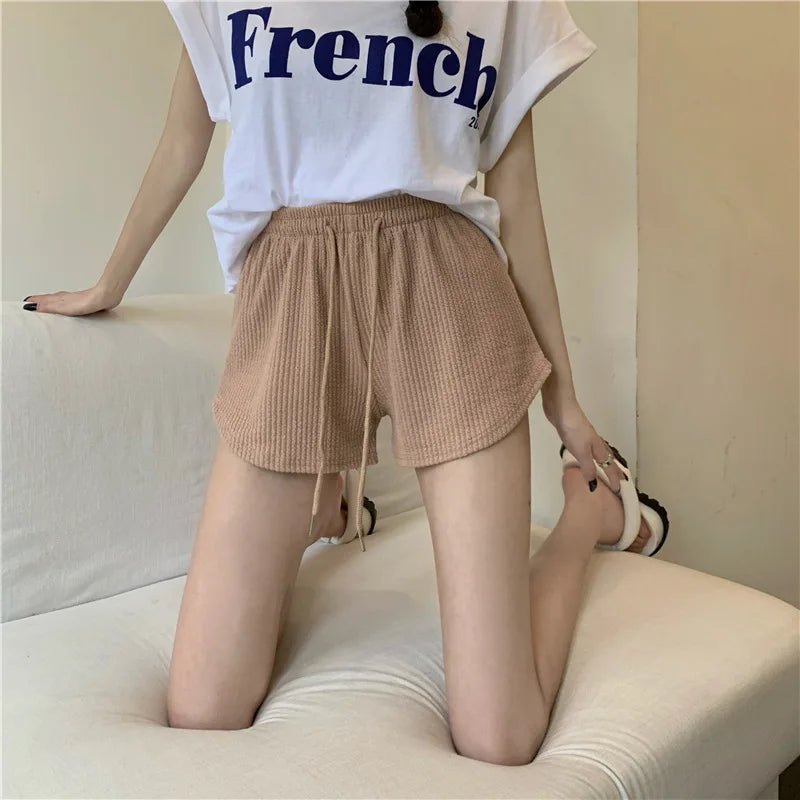 mid-waist casual loose straight  thin breathable wide leg shorts