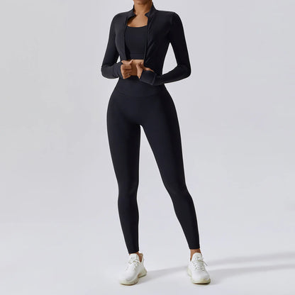 Yoga Set 3PCS  Sports Bra ，Jacket， Leggings