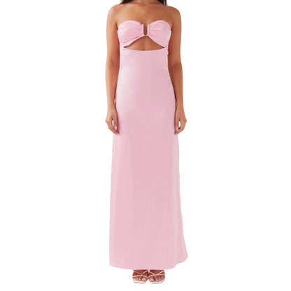 Elegant Maxi Dress with Off-Shoulder Design and Floral Print Stylish Backless Strapless Tube Dress f