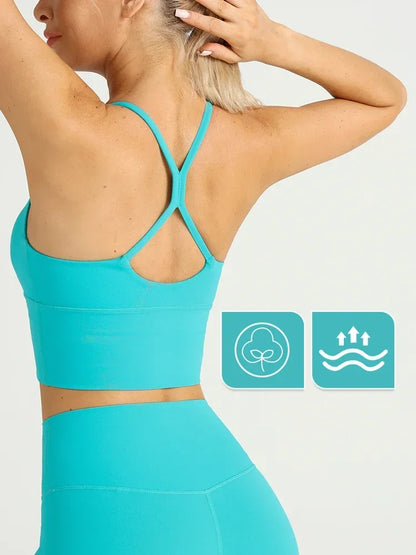 Solid Color  Sexy Cross Back Y shape Sports Bra Fitness Sling