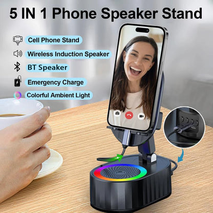 5 in 1 Bluetooth-compatible Audios Power Banks Bracket Rotating  Wireless Induction Audio Speaker Phone Stand