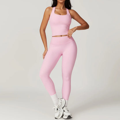 Yoga Sets 2 piece Seamless Leggings Tank Shorts Suit