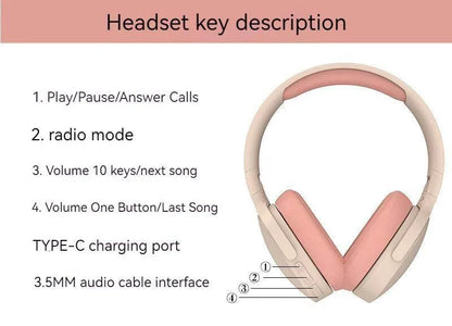 Fashion Wireless Bluetooth Headphones Over Ear HIFI Stereo Headsets