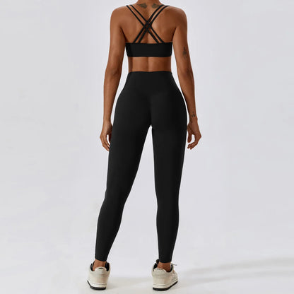 Yoga  High Waist Leggings And Top Two Piece Set Seamless